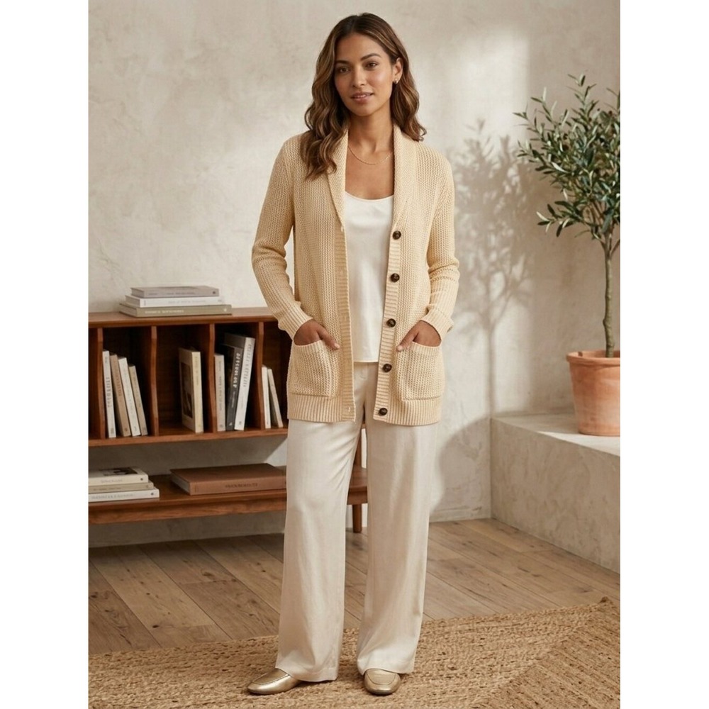 Denim & Supply Ralph Lauren Peach Linen Blend Shawl Collar Cardigan Sweater S